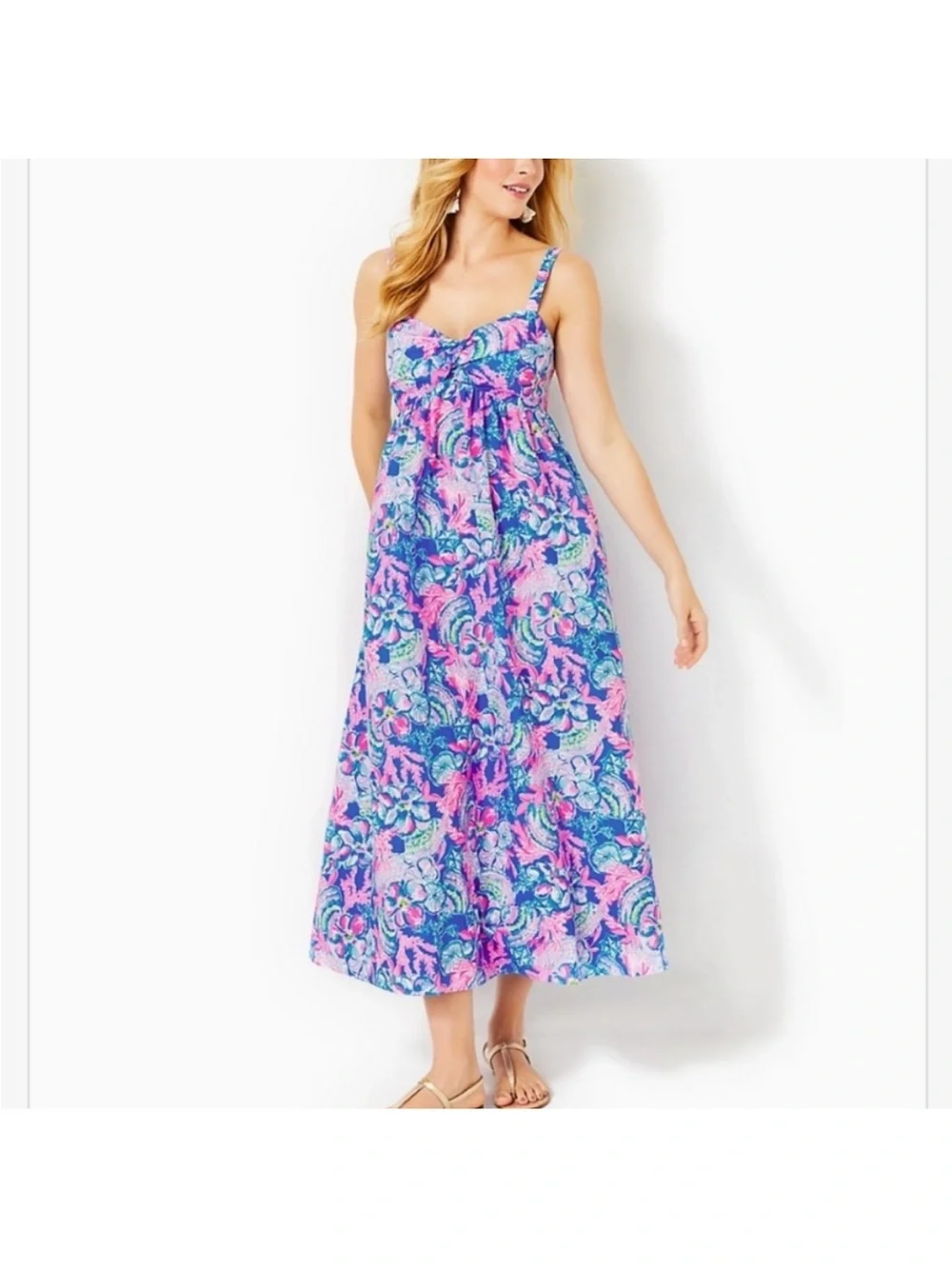 Lilly Pulitzer Blue and Pink Azora Maxi Dress — size 6